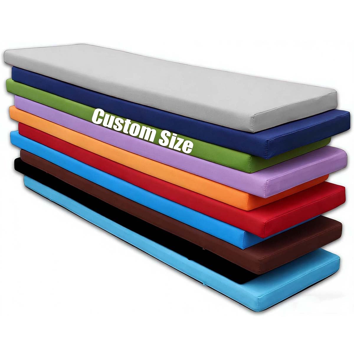 Monbaer Custom Size Waterproof Garden Bench Cushion, Personalise Outdoor Swing Seating Pad Thick Foam & Washable Cover, Pad for Indoor Sofa Bay Window Seat Long Chair Home Furniture