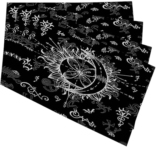 Yibeas Juego de 4 alfombrillas de cocina con símbolos de alquimia, oscuras, esotéricas resistentes al calor y antideslizantes