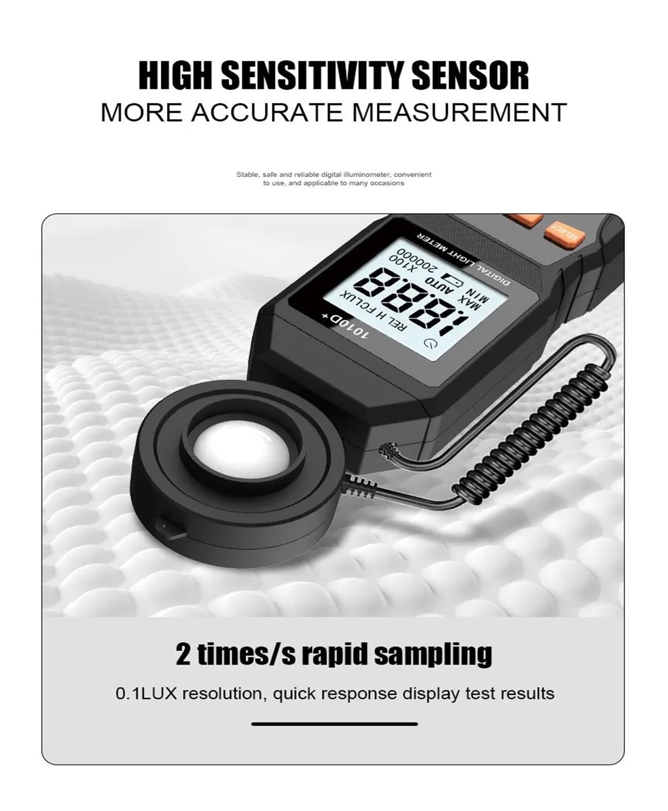 Medidor de luz Digital MAX 200.000Lux Luxmeter luminancia Lux FC Prueba iluminómetros fotómetro Auto LCD iluminómetro