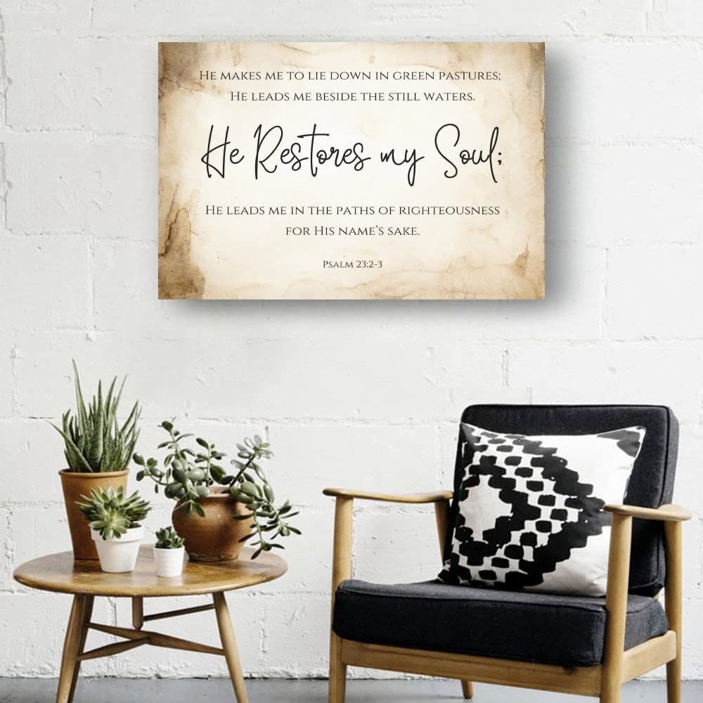 Belceleb Psalm 23 KJV Wall Art - 8x12" Vintage Bible Verse Poster Unframed