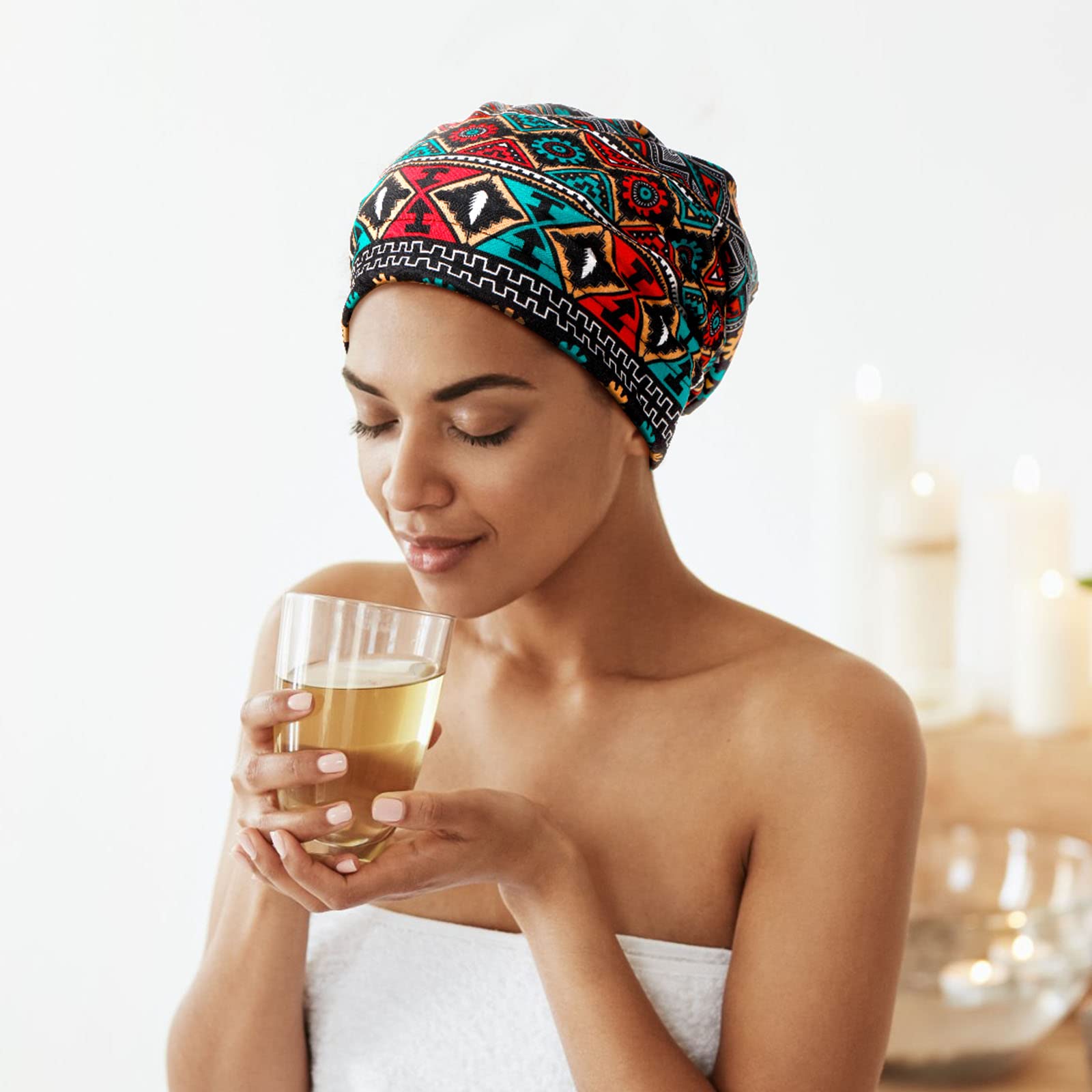 Sintege 6 Pcs Satin Lined Bonnet Sleep Cap for Women Men African Silk Soft Beanie Hair Sleep Wrap for Natural Curly Braids As Shown in The Picture' - Image 2