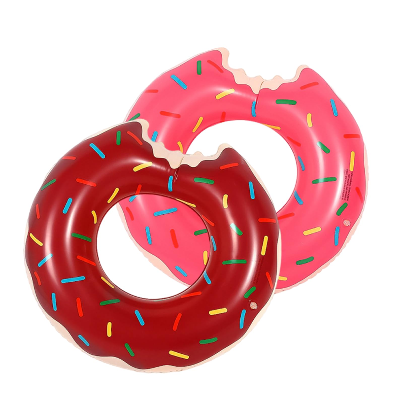 Rubber Rings for Kids, Inflatable Donut Pool Floats, Swimming Pool Inflatables for Children, Two-Pack with Khaki and Pink Colours, 70 cm Diameter