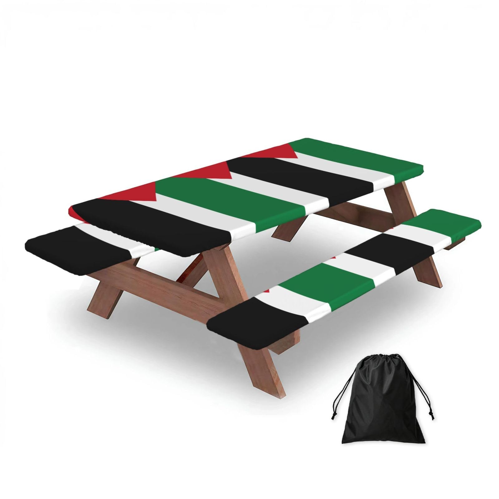 Flag of the State of Palestine Rectangular water-repellent picnic tablecloths, outdoor camping, picnic, BBQ