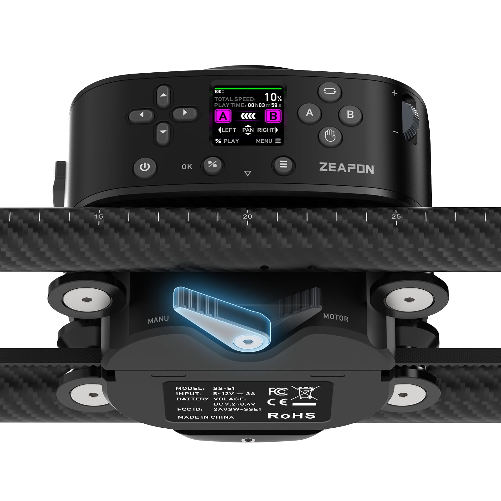 Zeapon AXIS 100 Pro Slider per fotocamera motorizzata multiassale, controllo app, dolly DSLR professionale con schermo LCD, testa girevole per scatti time-lapse panoramici a 360° (100 PRO)