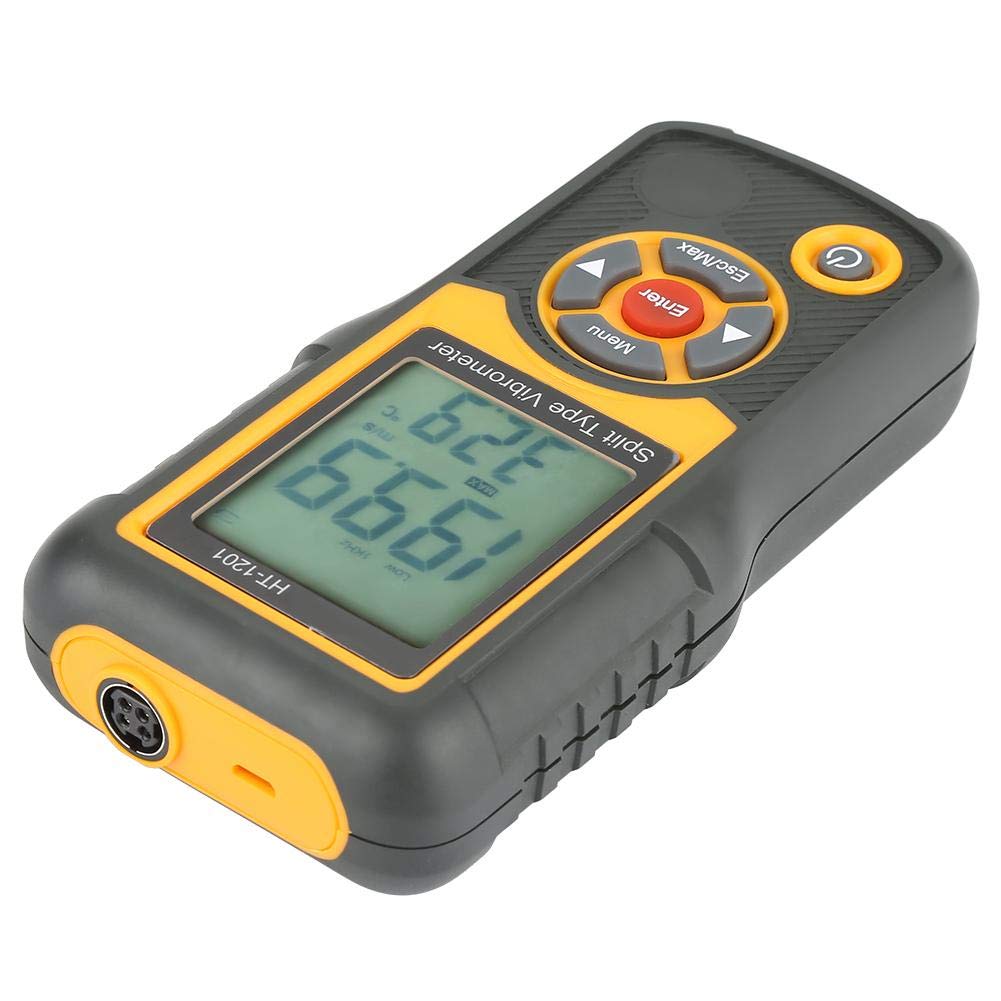 Schwingungsmessgerät,HT-1201 Vibration Meter Digitaler Präzisions-Split-Typ-Vibrationsmessgerät Analyzer Digital Split Vibrometer Tester für Beschleunigungssensoren usw,0,1~199,9 m / s2 Spitze