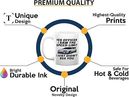 Miniatura 3 de Carguy Coffee Mug 11oz White -yes officer i saw the speed limit i just didn't see you - Funny Sarcasm Car Lover Owner Enthusiast Mechanics Racing