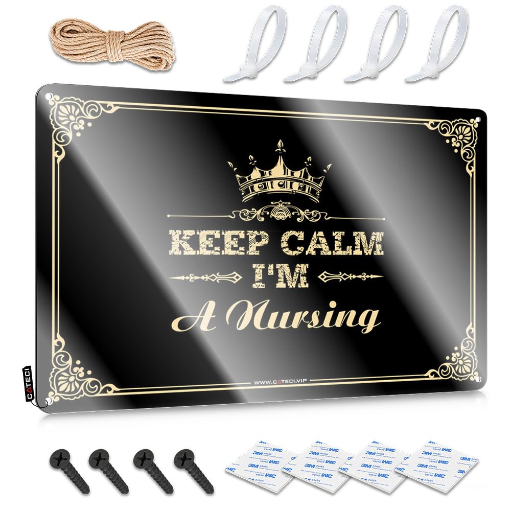 Fzfn Colour Restroom Accessories, Plaque Camping Custom Keep Calm I'm A Nursing | Rustic Hippie Wall Art(30X40cm)
