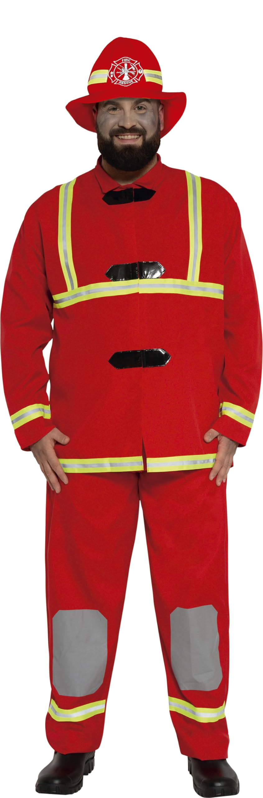 FIESTAS GUIRCA Firefighter Mens Fancy Dress Costume - Fireman Uniform with Hat - Fancy Dress Men Size XXL 46-48