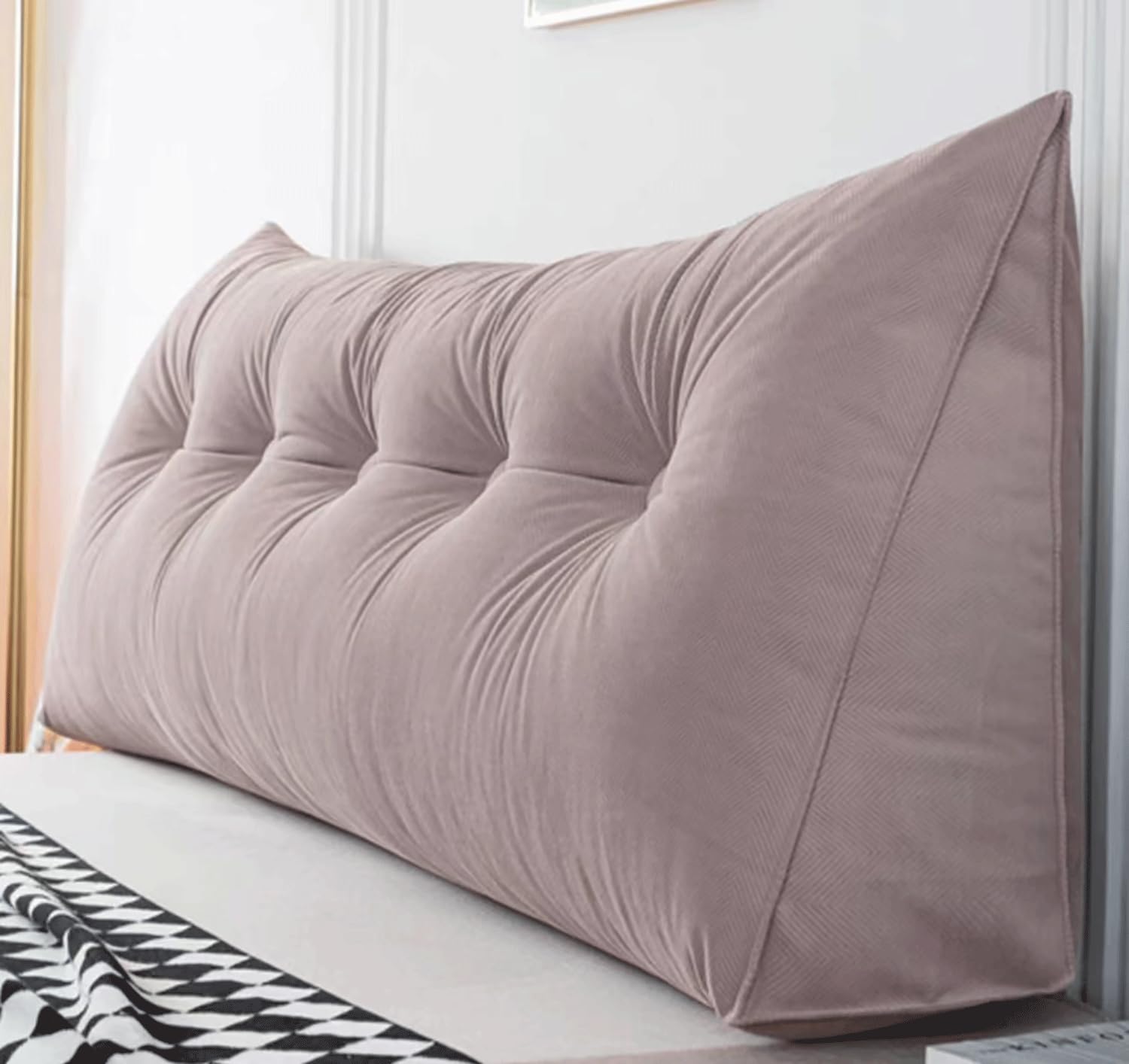 Traversin triangulaire tête de lit violet 150x50x20cm pour lit double de dortoir