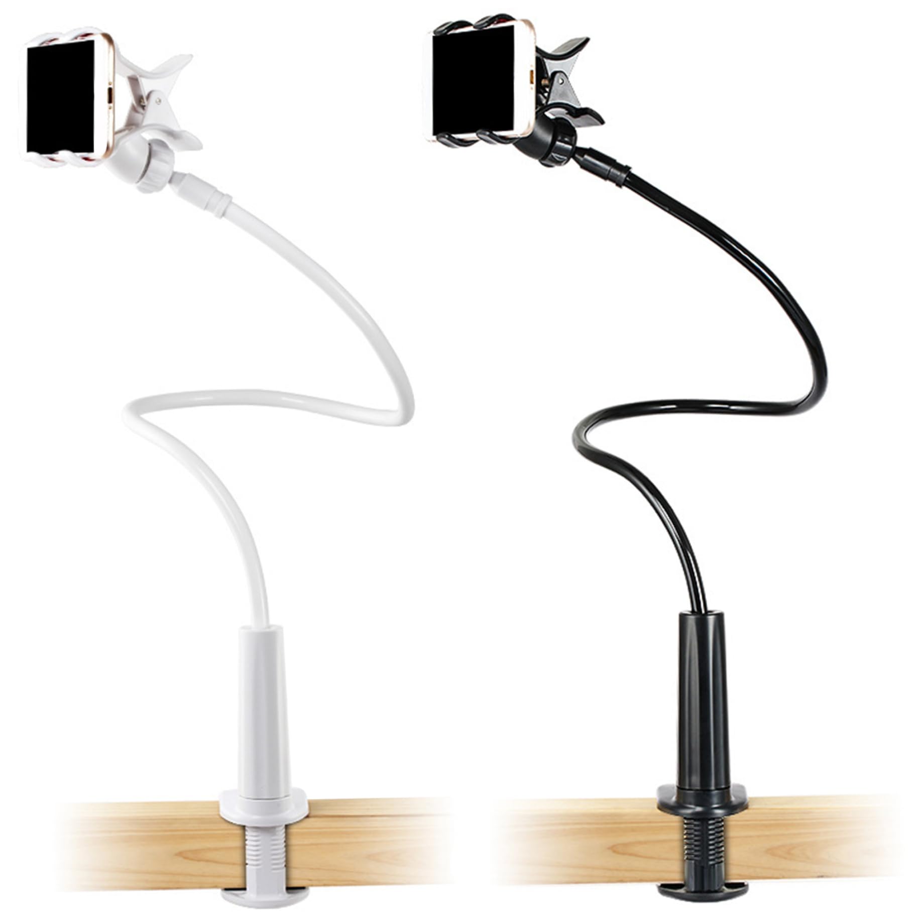 Pince de téléphone au lit, support de téléphone à col en cygne, support de téléphone de lit réglable avec clip non glissant, support de téléphone universel pour lit, support de téléphone portable, no