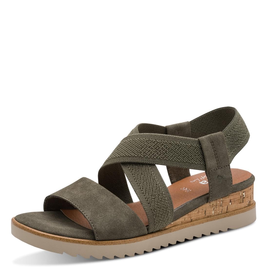 Jana Women's Wedge/Plat Sand Vegan Wedge Sandals, Olive, 39 EU