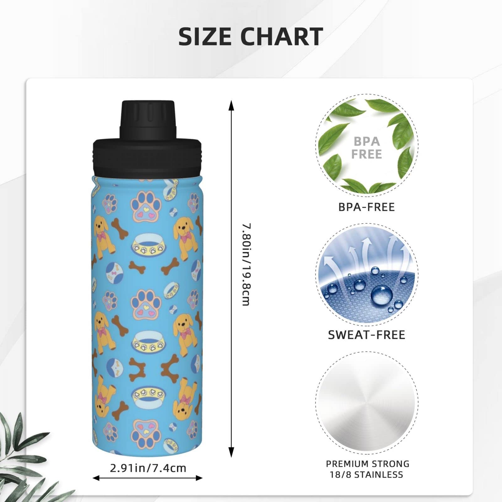 Borraccia termica in acciaio inox, 500 ml, a doppia parete in pelle, per bevande calde e fredde, tazza da caffè da viaggio, borraccia sportiva, senza BPA, colore: marrone globo