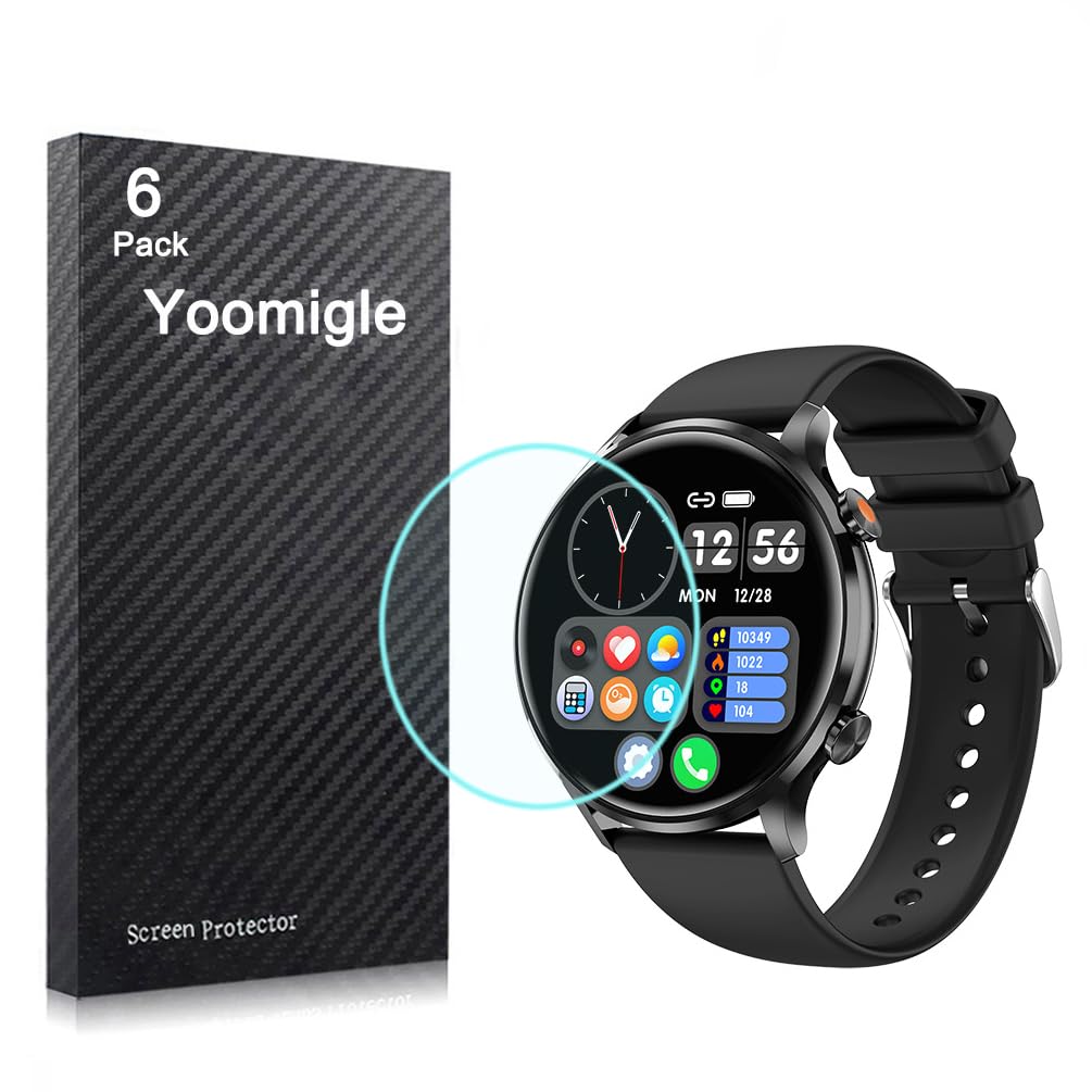 Yoomigle 6 Pack Compatible with TAOPON Smart Watch 1.42” Screen Protector Film Compatible with NONGAMX 1.39 inch Smartwatch QS40 Screen Protectors Foils Screen Cover Crystal Clear HD Anti-Scratch