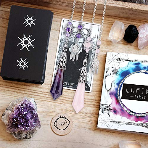 Crystaltears Natural Amethyst Crystal Dowsing Pendulum 12 Facet Reiki Healing Crystal Gemstone Point Pendulums For Divination Wicca Meditation Crystal Therapy #TOP5