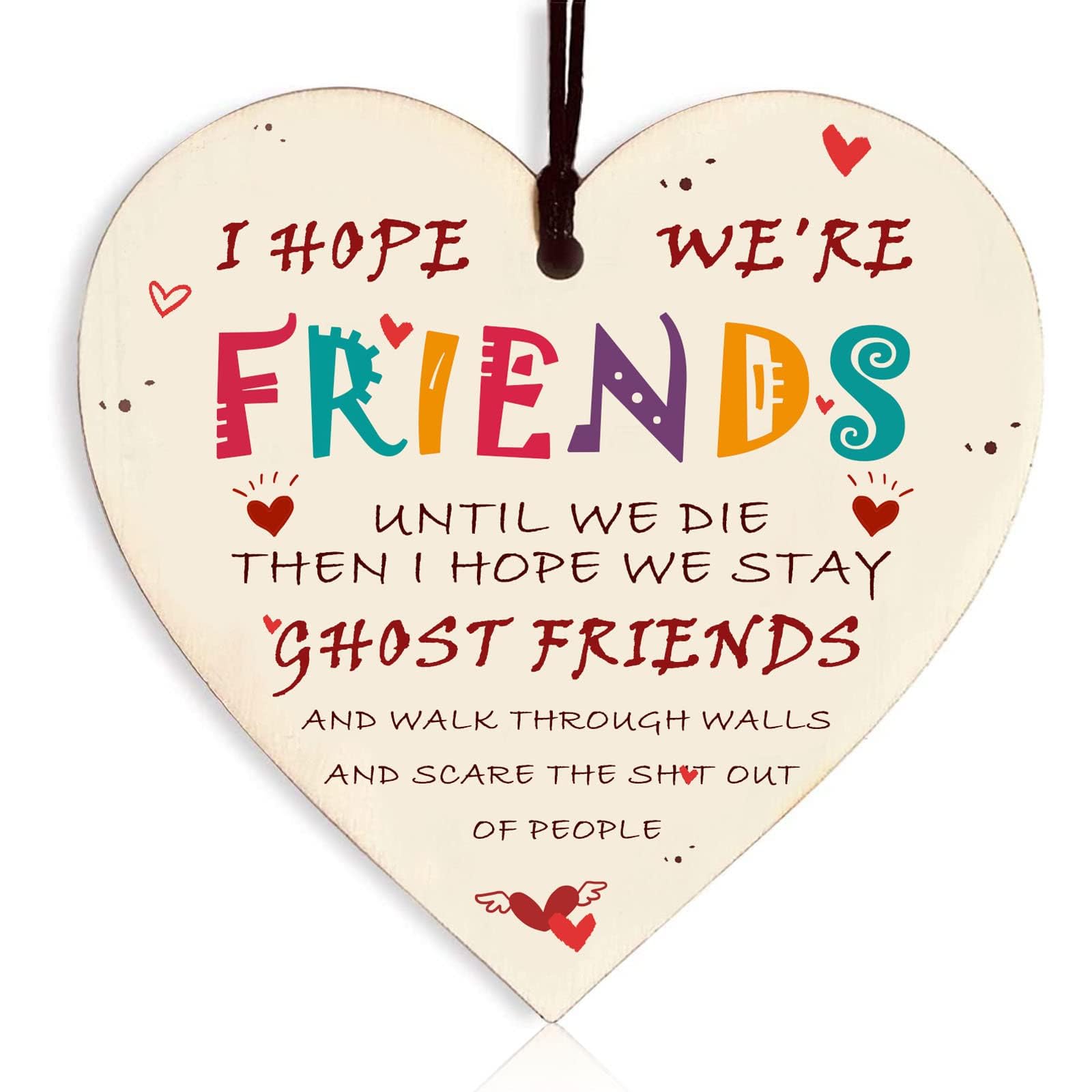 Best Friend Plaque, Friendship Gifts for Women Birthday Special Wooden Heart Hanging Thoughtful Plaques Decorations Novelty Sign Memorial Quote Forever Love Xmas
