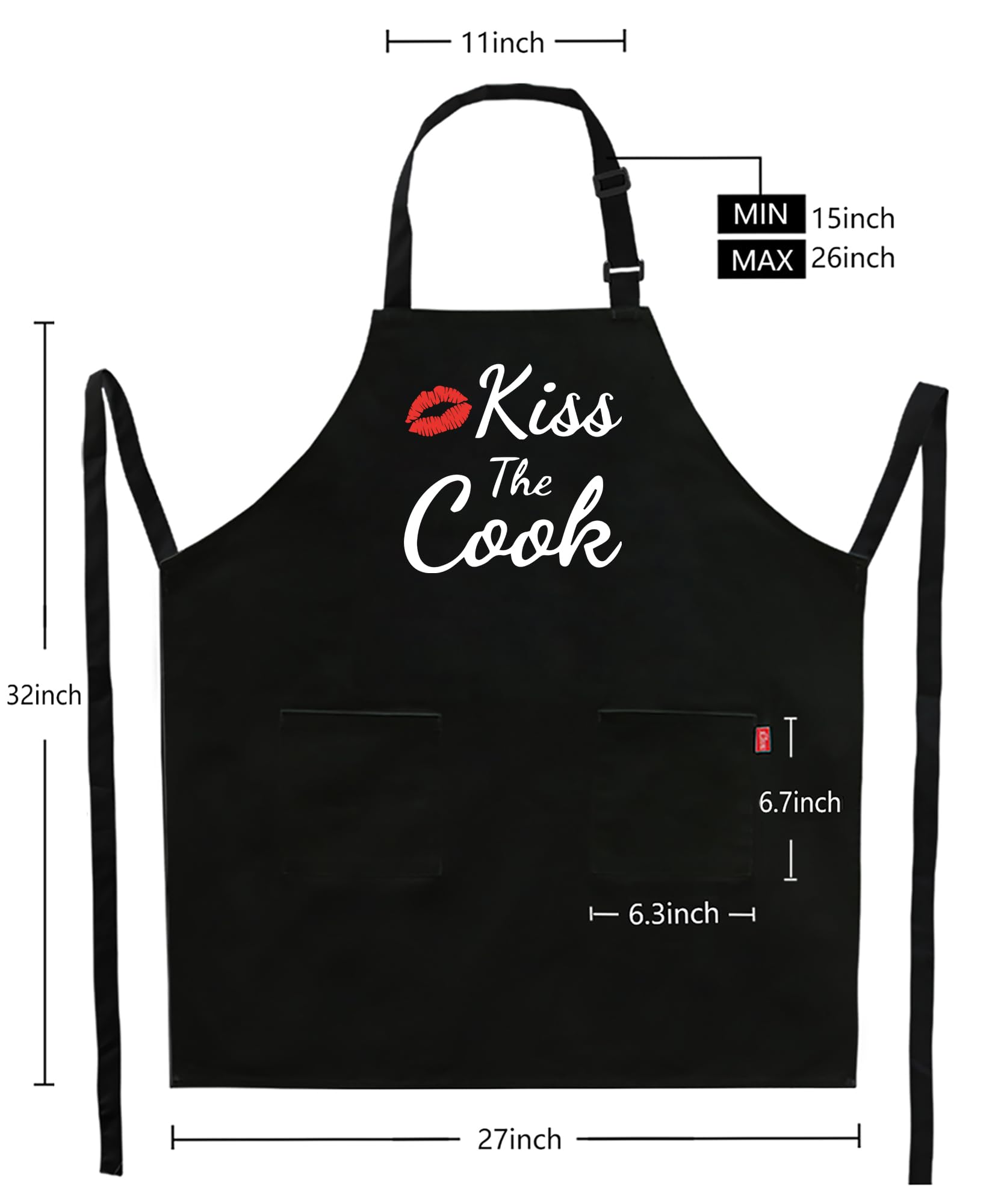 Kaidouma Delantales divertidos para mujeres y hombres, delantal de beso al cocinero, divertidos delantales para cocinar, barbacoa, parrilla, con 2 bolsillos, regalos de cumpleaños, día de la madre