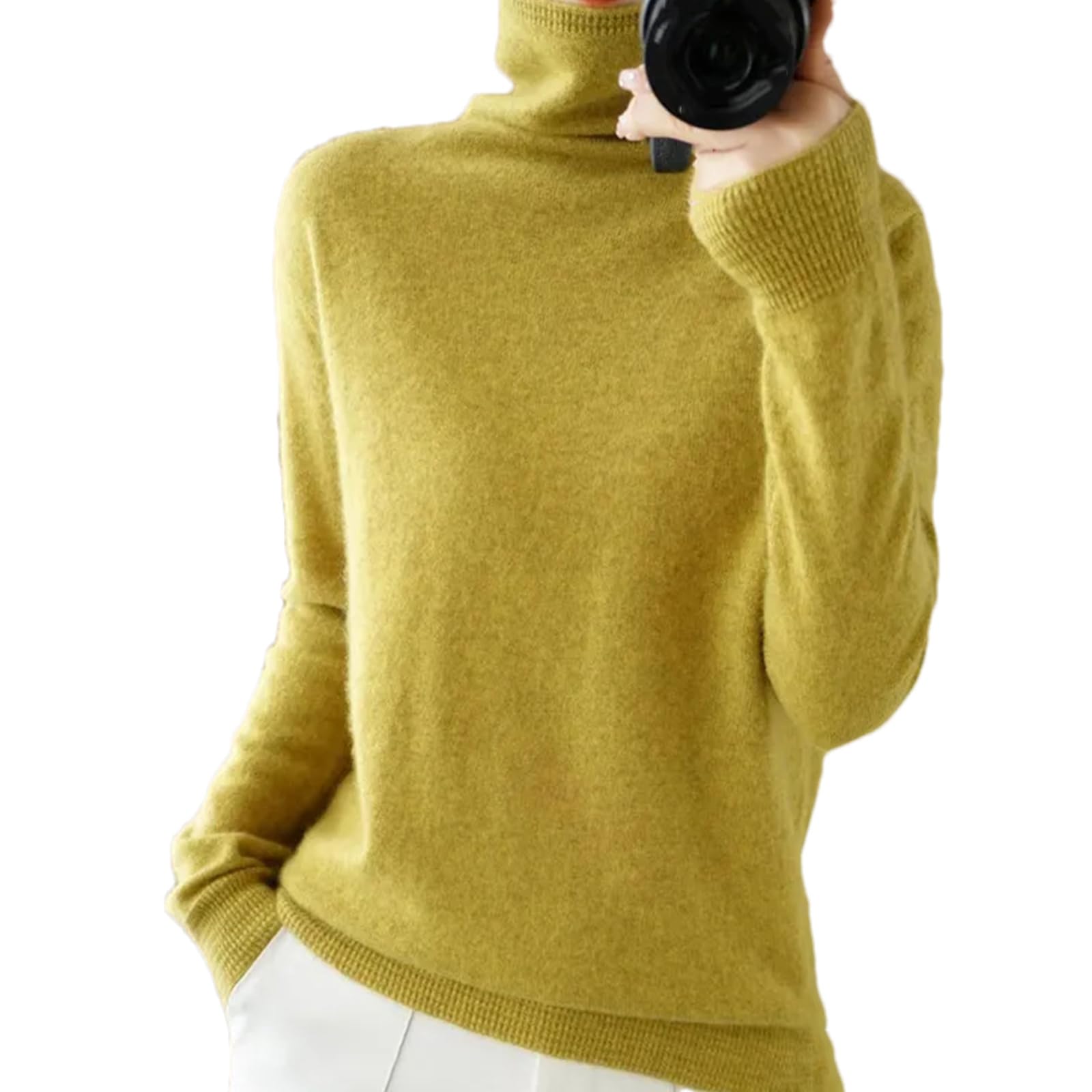 Maglione in o Lana Autunno E Inverno Pullover con Colletto dal Design A Ferro di Cavallo da Donna Top Lavorato A Maglia Casual