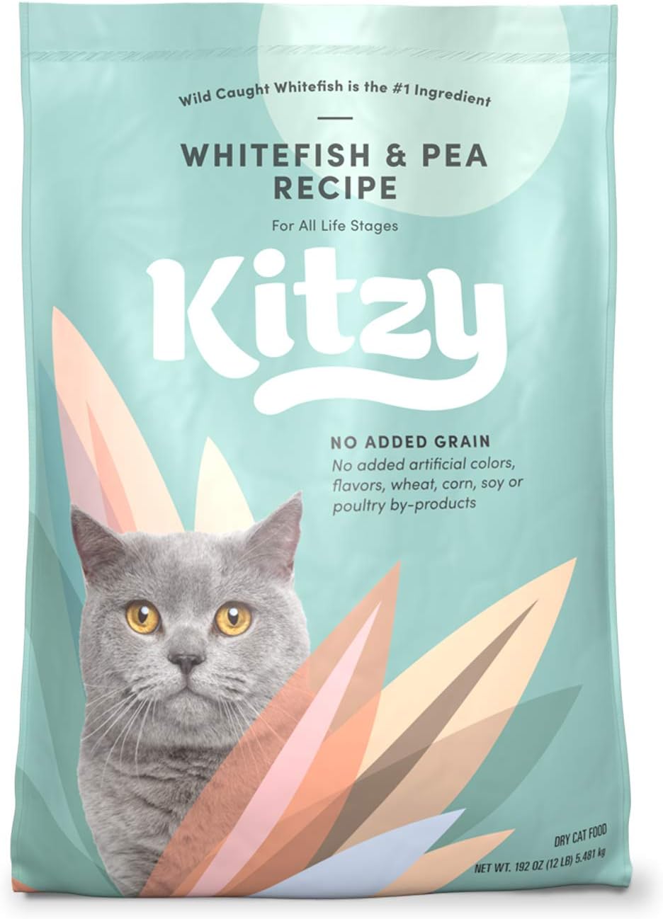 Amazon Brand Kitzy Dry Cat Food, Whitefish and Pea Recipe, GrainFree (12 lb bag