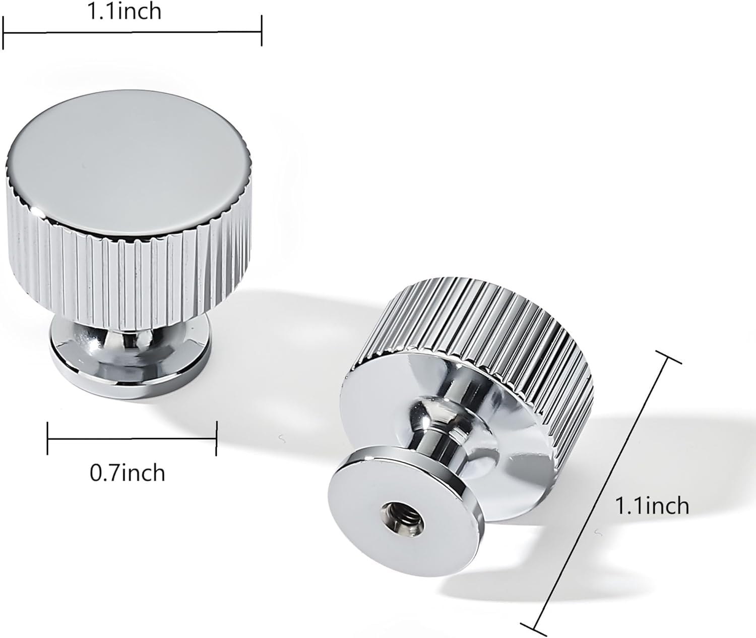 KHTUMEWARE-80303 Round Knob, Polished Chrome, 1-1/10 in (28 mm), 2-Pack in Polished Chrome — KHTUMEWARE