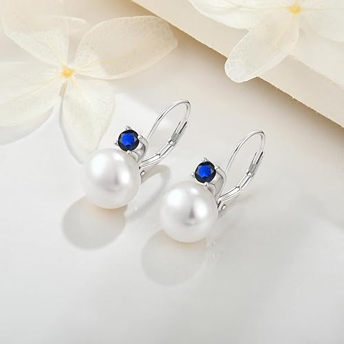 Vista 4 de JO WISDOM Pendientes colgantes de plata de ley 925 con circonita cúbica cultivada de agua dulce