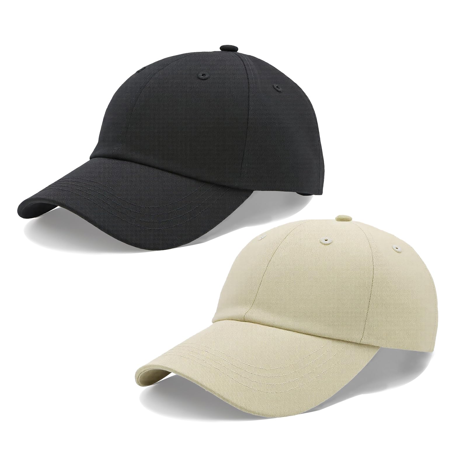2 Pack Baseball Cap for Men Women, Adjustable Plain Golf Dad Hats for Outdoor Sports Daily Wear