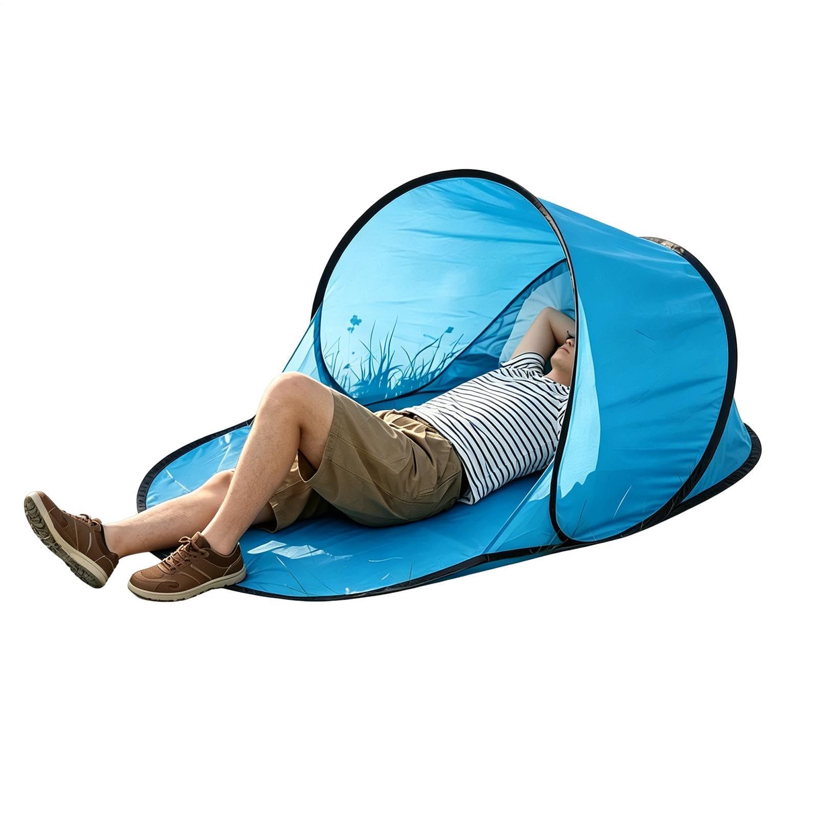 Beach Tent Sun Shelter – 142cm Head Pop-Up Canopy For Face Protection | Portable Quick-Opening 190T UV Shade For One Person | Lightweight Automatic Folding Mini Tent Fr Camping, Reading & Relaxing