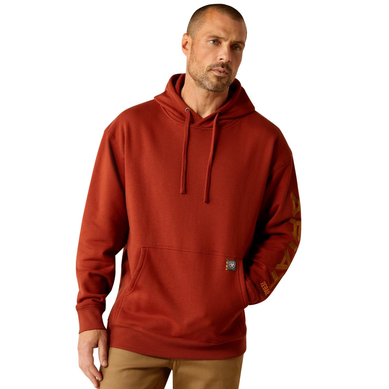 Ariat Male Ariat Logo Hoodie, Burnt Henna/Cumin, XXL