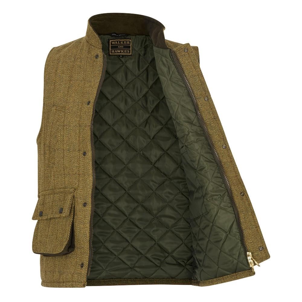 Walker & Hawkes - Barrington - Veste sans Manches Derby - pour Homme - Tweed - Chasse/Campagne
