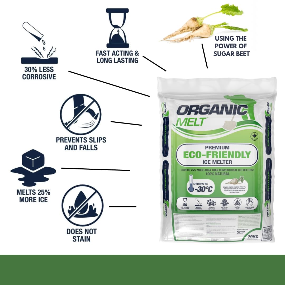 Ice Melt Safe for Concrete, Sidewalks, and Driveways – Pet-Friendly Snow Salt and Ice Melter – Organic Melt Granular De-Icing Product – Eco-Friendly, 20kg (44.1 lbs) Bag - 3