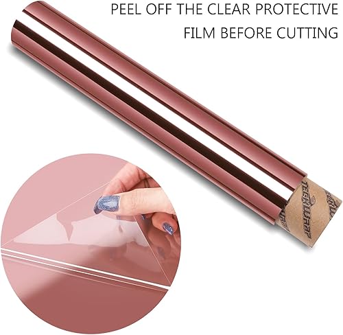 Miniatura 2 de TECKWRAP Vinilo cromado sin burbujas, adhesivo permanente metálico para manualidades con canales de aire, 1 x 5 pies, oro rosa