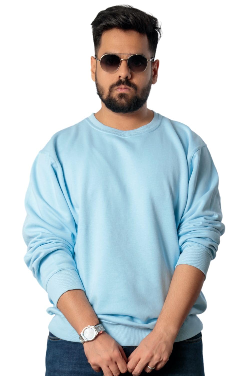 Todo BASIQUE Mens Cotton Ribbed Round Neck Full Sleeve Sweatshirt | Baggy Crew (Oversized), Pullover for Causal Wear-picture-39