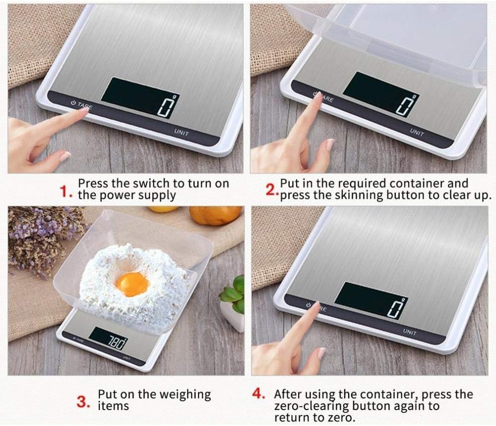 Balanza de pesaje de Alta precisión de Acero Inoxidable para Cocina y joyería, báscula Digital portátil iluminada para medir Alimentos y Cocina, Color Negro.,Black