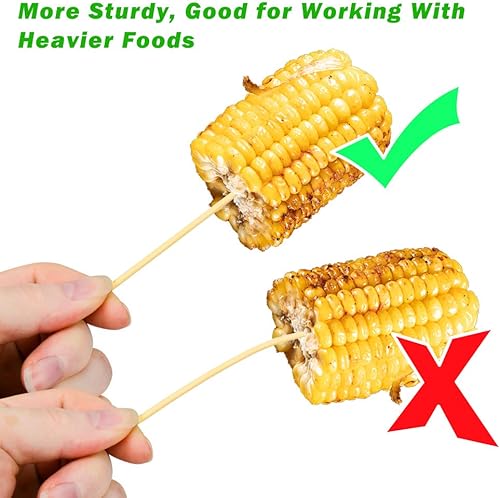 Miniatura 9 de Hysagtek 300 Pinchos de madera natural de bambú para fuente de chocolate, palitos de fondue para barbacoa, fruta, cóctel, kabob, parrilla,