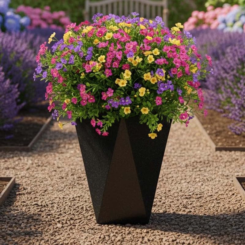 Image of Amazon Brand - Umi Diamond 24 Inch Pots for Planter & Flowers Big Size Gamla - Lightweight, Durable Outdoor & Indoor Planters, Perfect for Balcony & Terrace Gardens (Black)