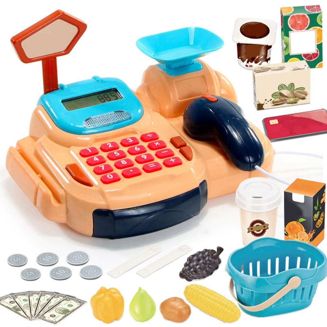 boxoon Cash Register Toy Light Pretend Toy Pretend Playset Market Play