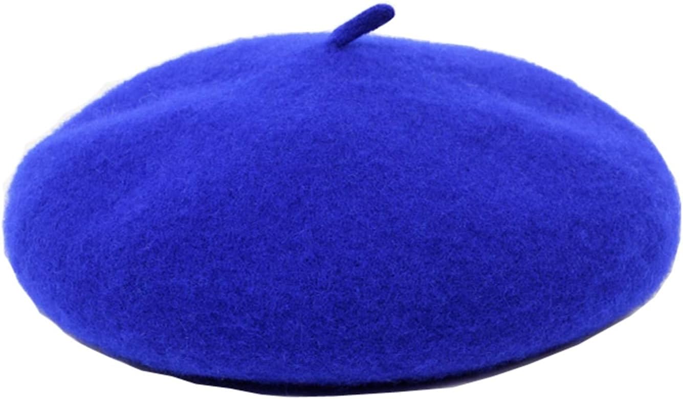 YOIQI Hats, Women Wool Mushroom Rimi Blue Berets Autumn Winter Deep Eaves Knitting Artist Cap Painter Beanie Hat Sweet Color
