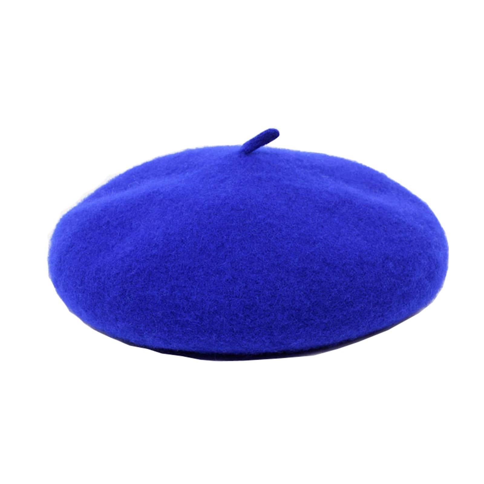 YBRAVO Beret, Women Wool Mushroom Rimi Blue Berets Autumn Winter Deep Eaves Knitting Artist Cap Painter Beanie Hat Sweet Color