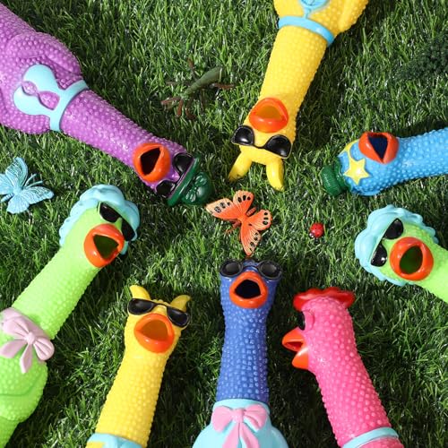 8 piezas de Juguetes de Goma Pollito Chillon para Perros 11 pulg. miniatura 6