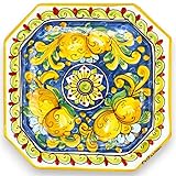 decoro 3 SICILIA BEDDA CAPACI Piatto Ottagonale Ceramica Caltagirone, con Diverse opzioni Decoro - h 27 x 27 cm ca. (1Unità) MD1 - Decoro 3