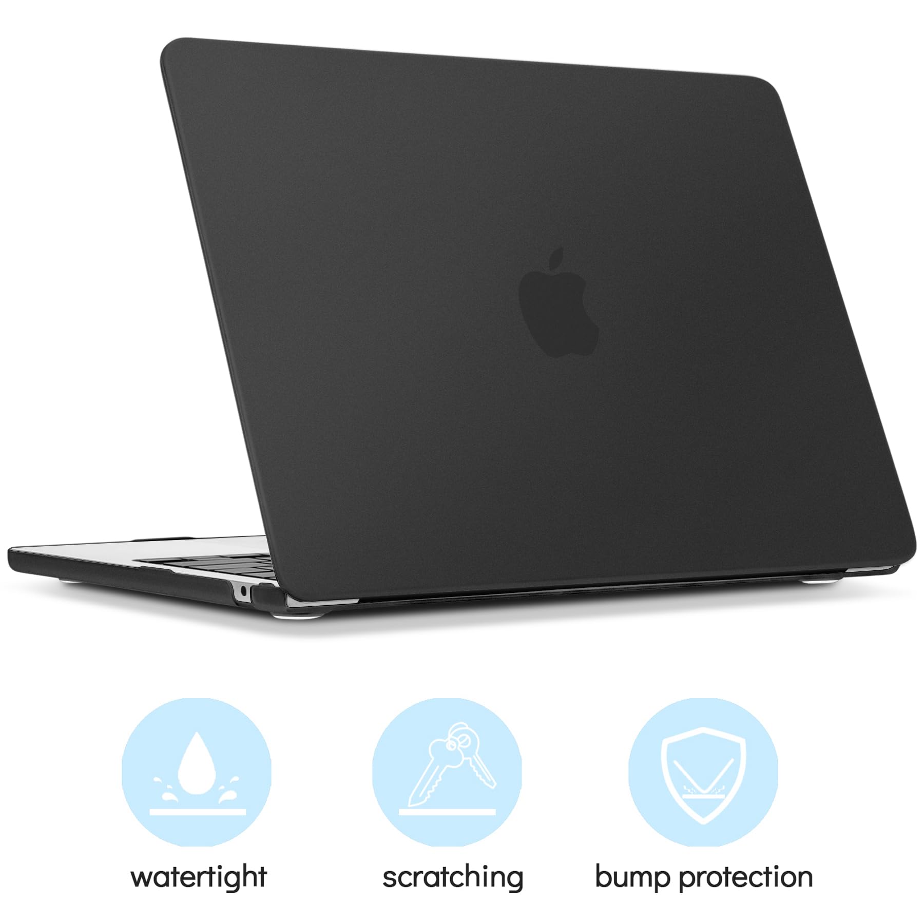 TECOOL Cover Ultra Sottile MacBook Air 13,6 Pollici M3 M2 2024 A3113 e 2022 A2681, Anti-Impronte Custodia Rigida Plastica e Copritastiera Italiano UE, Nera Opaca