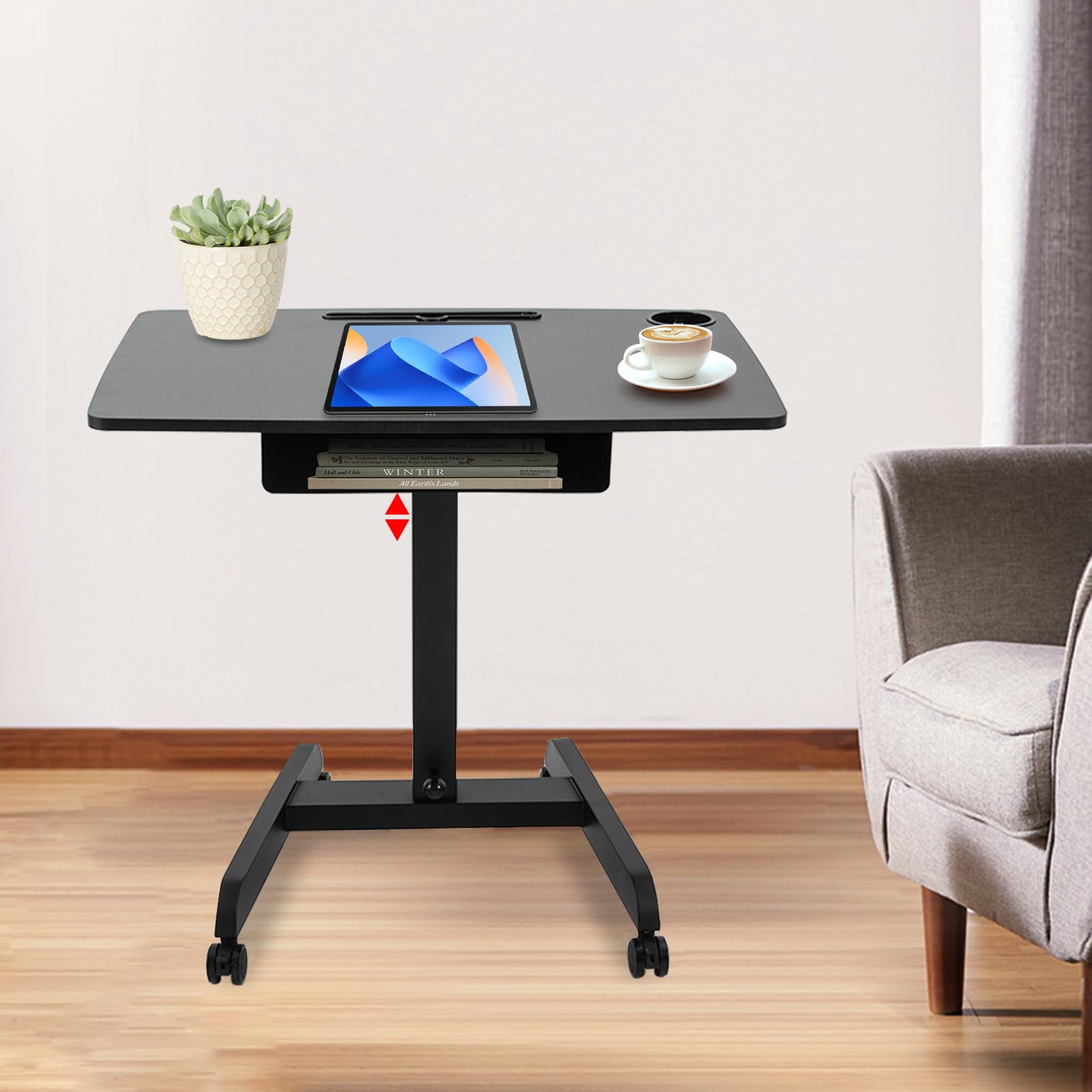 31 5 22 in Rolling Standing Desk 29 8-44 3 Adjustable Height Mobile Standing Desk with 4 Locking — view 4
