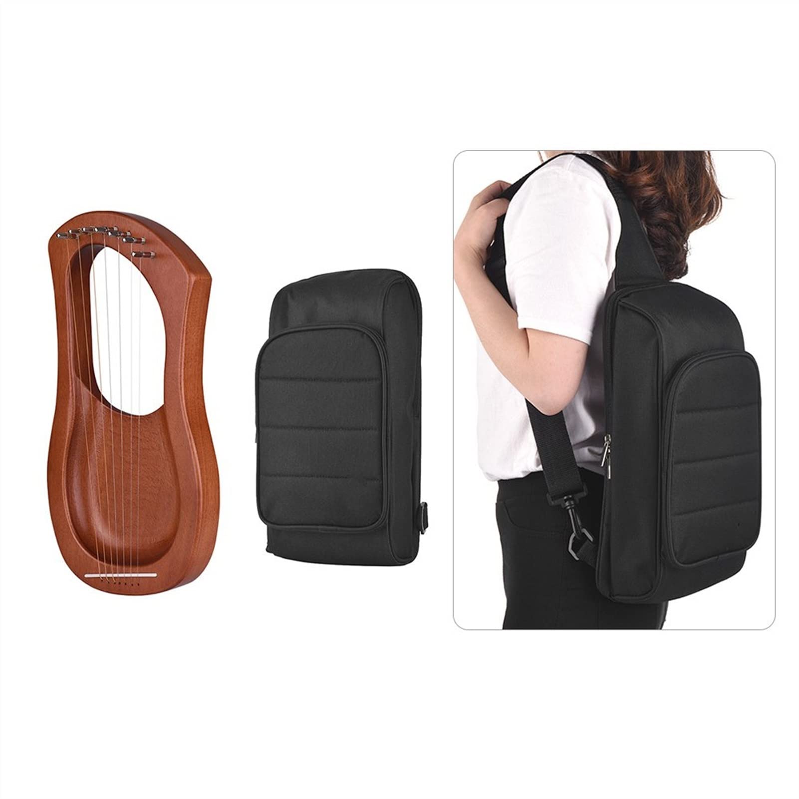 arpa lira 7 Cuerdas Lyre Instrument Harps Kit Wooden Lyre Harp Strings Caoba Con Bolsa De Transporte