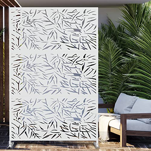 NeuType Metal Privacy Screen with Stand - Freestanding Outdoor Decorative Screen for Patio, Garden, Balcony, Porch - Precise Laser Cut