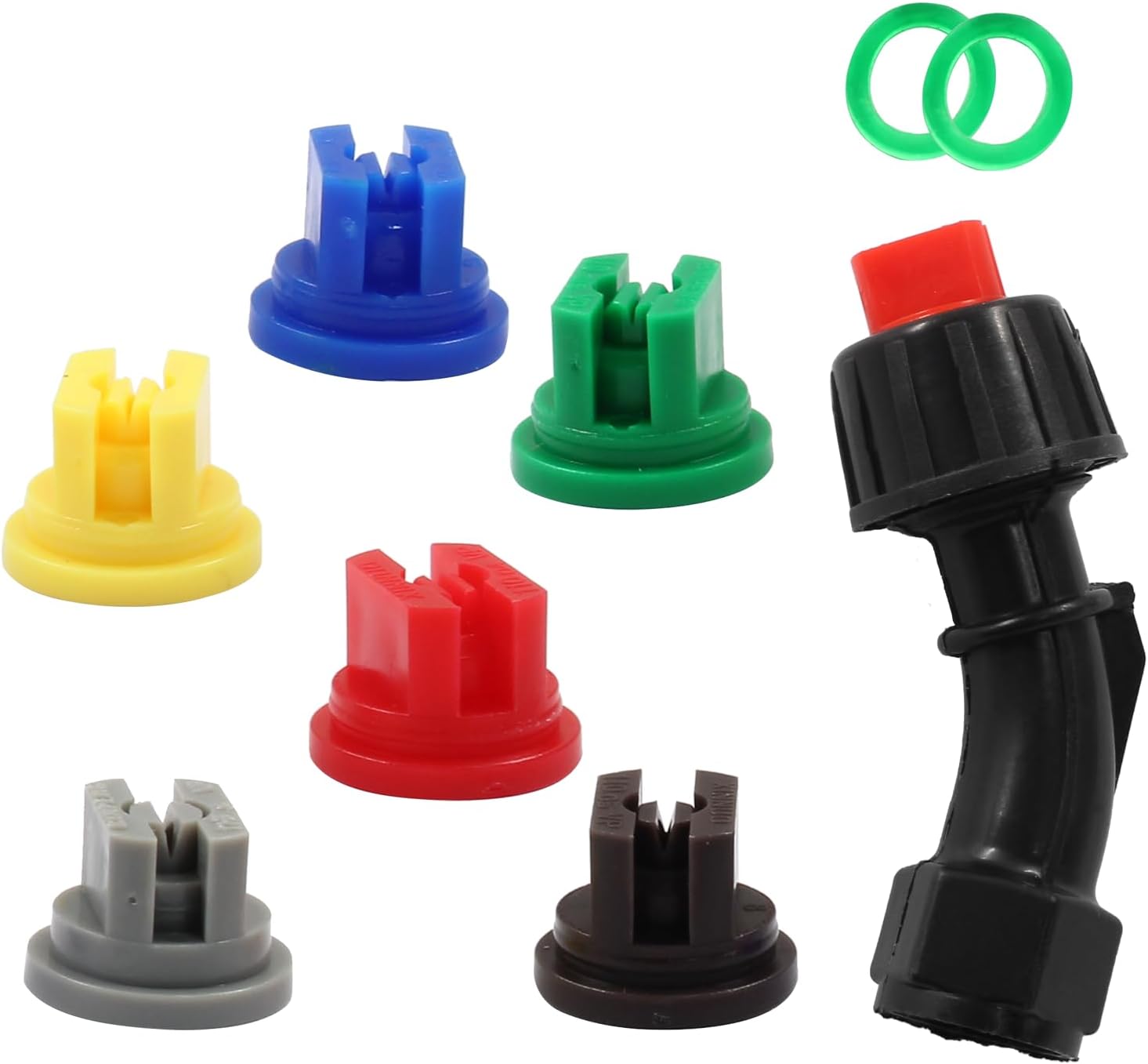 7Pcs Flat Fan Spray Tip Set 110 Degree Plastic Nozzle 0.15-0.6mm Pore Agricultural Sprayer Nozzle for Industrial Agricultural Equipment Spraying Machine