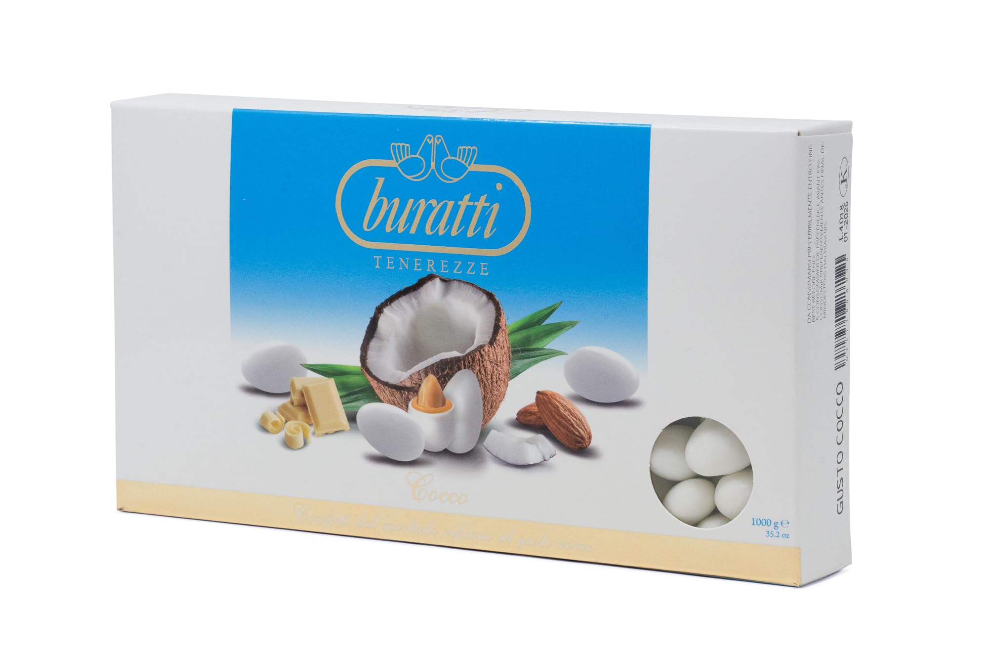 Buratti Confetti Tenerezze Kokosgeschmack Schokoladenüberzogene Mandeln, 1 Stück
