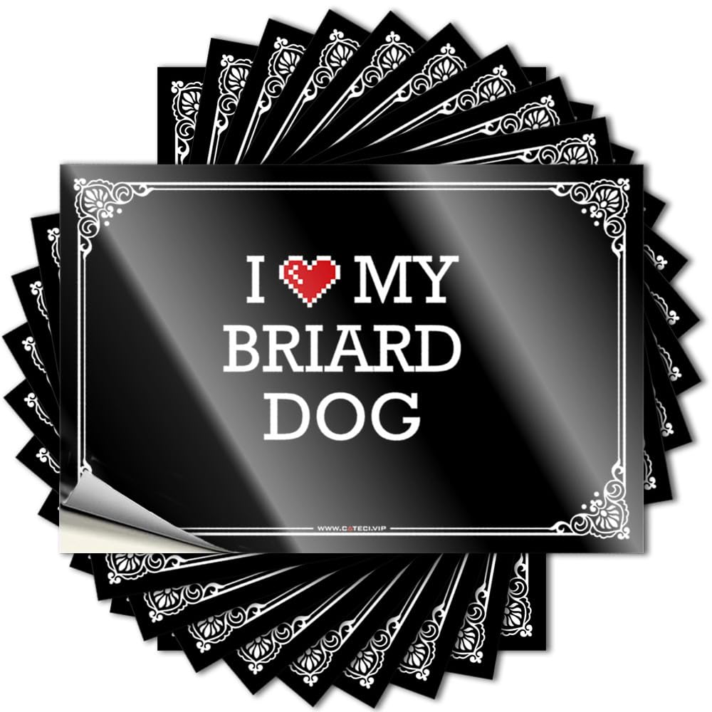 I Love My Briard Dog Accent Saying | Van Waterproof Vinyl Bottle Western Removable Decal Peel Stick(12X18CM)