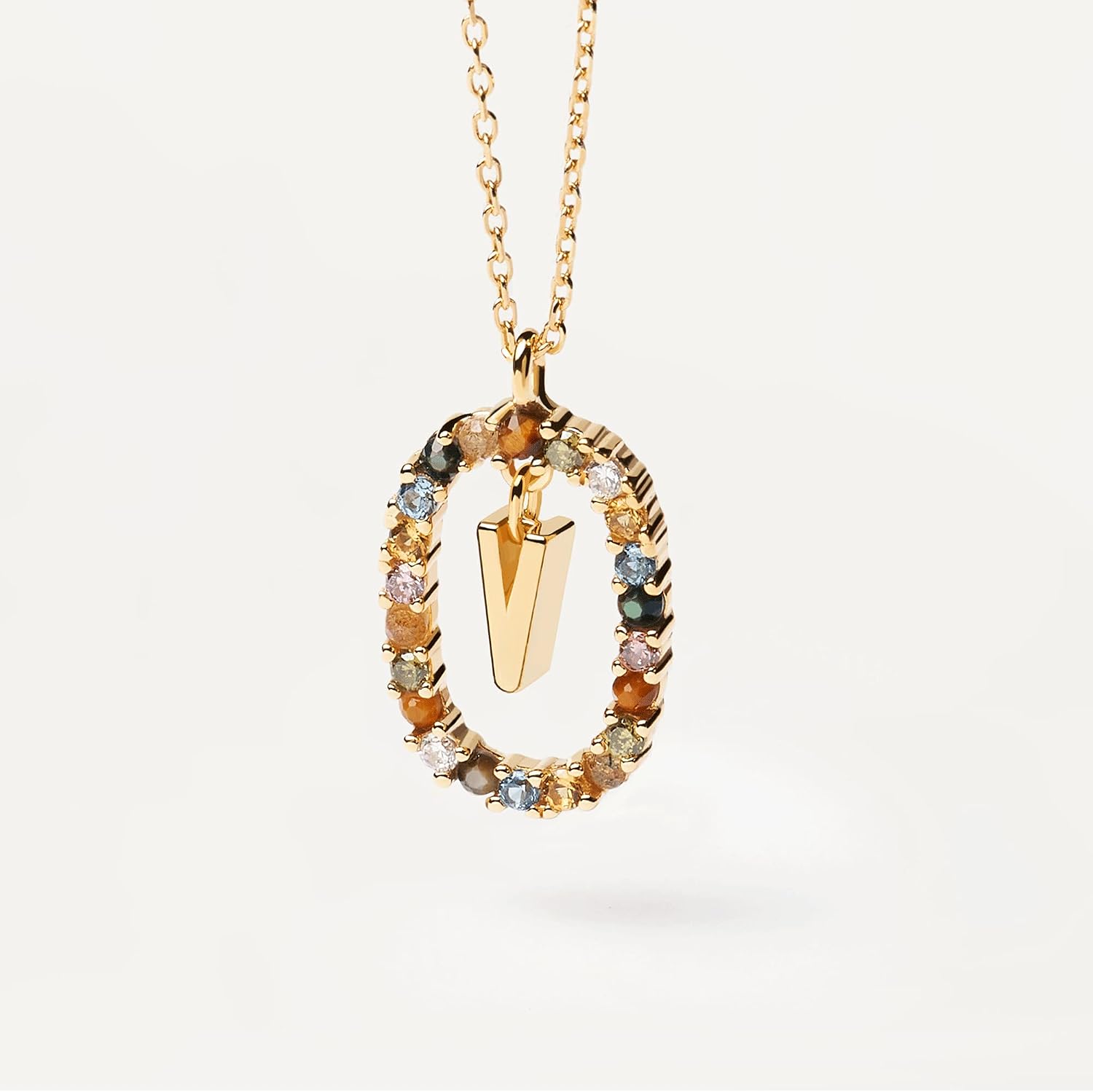 P D PAOLA - Letter V Necklace - 925 Sterling Silver 18k Gold Plated - Jewellery for Women - Image 3