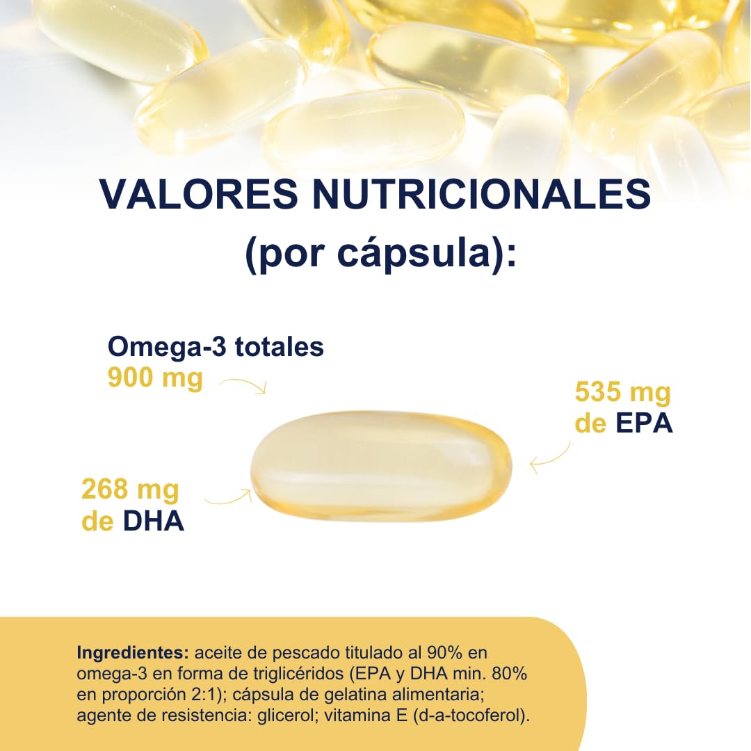 Omegor Vitality 1000 Omega-3 Aceite de Pescado IFOS Certificado 90 Cápsulas EPA DHA