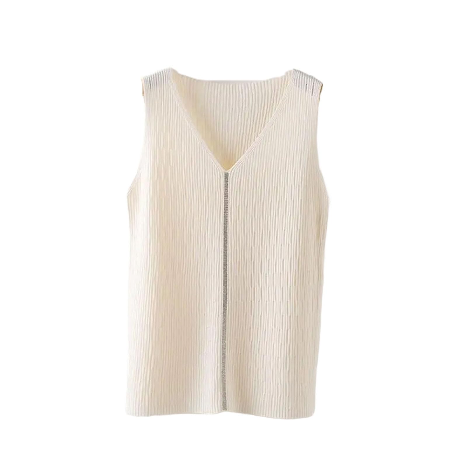 Camiseta corta de seda con tirantes para mujer, cuello en V, base delgada