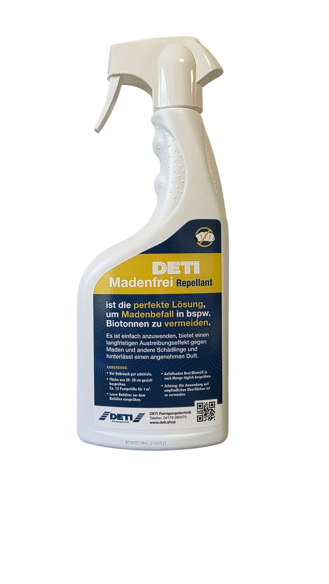 DETI Madenfrei Repellant 750 ml - Spray gegen Madenbefall in der Biotonne, mit Frischeduft & Langzeitwirkung